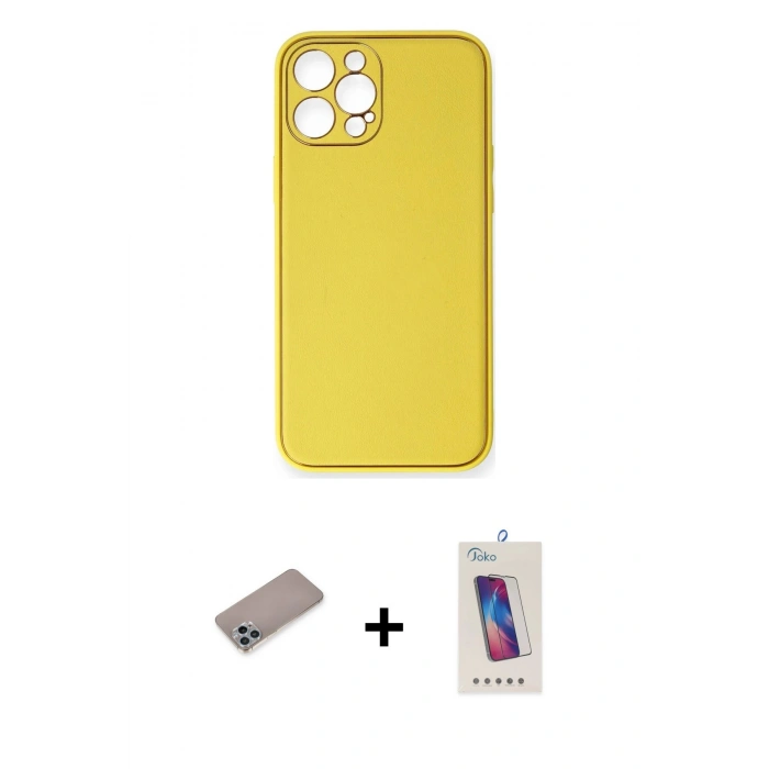 MARSİLYAN™- iPhone 12 Pro Max Kılıf Yadigar Klasik - Siyah Joko 5D Cam + Shine Kamera Lens Koruma Cam - SABE