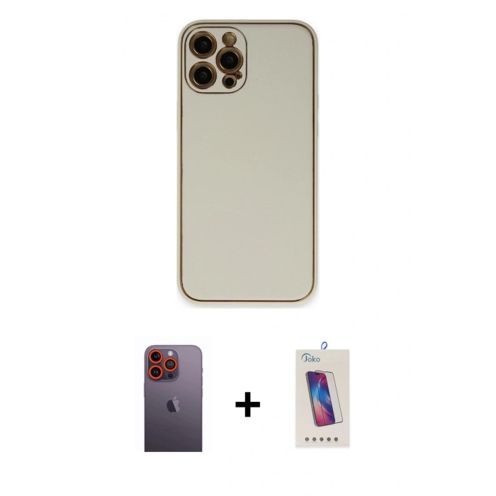 MARSİLYAN™- iPhone 12 Pro Max Kılıf Yadigar Klasik - Siyah Joko 5D Cam + Neon Fosforlu Kamera Lens - TU