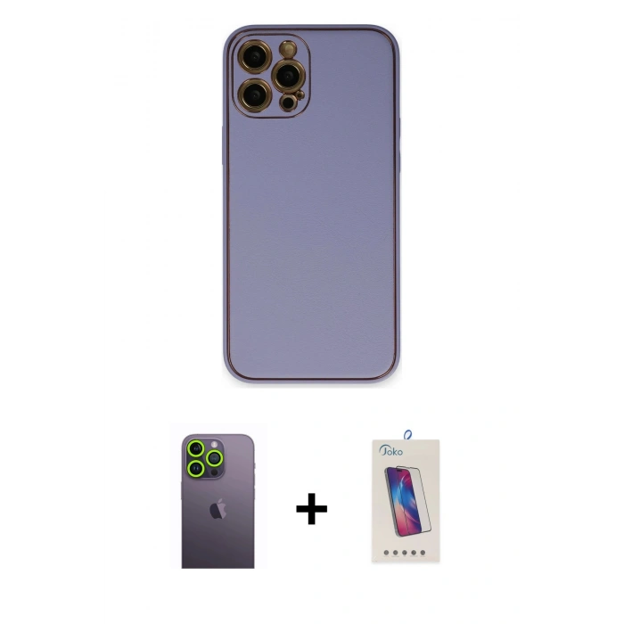 MARSİLYAN™- iPhone 12 Pro Max Kılıf Yadigar Klasik - Siyah Joko 5D Cam + Neon Fosforlu Kamera Lens - YL