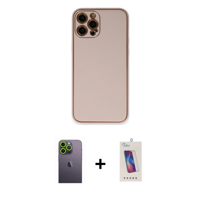 MARSİLYAN™- iPhone 12 Pro Max Kılıf Yadigar Klasik - Siyah Joko 5D Cam + Neon Fosforlu Kamera Lens - YL