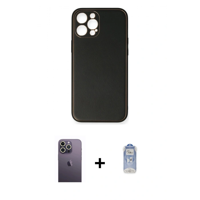 MARSİLYAN™- iPhone 12 Pro Max Kılıf Yadigar Klasik - Siyah Joko Magic 5D Cam + Neon Fosforlu Kamera Lens - BZ