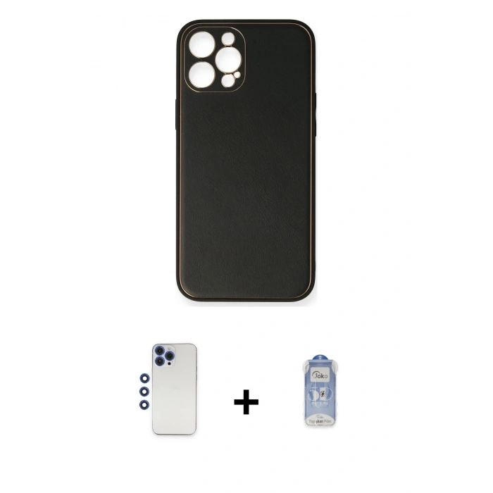 MARSİLYAN™- iPhone 12 Pro Max Kılıf Yadigar Klasik - Siyah Joko Magic 5D Cam + Shine Kamera Lens - LT
