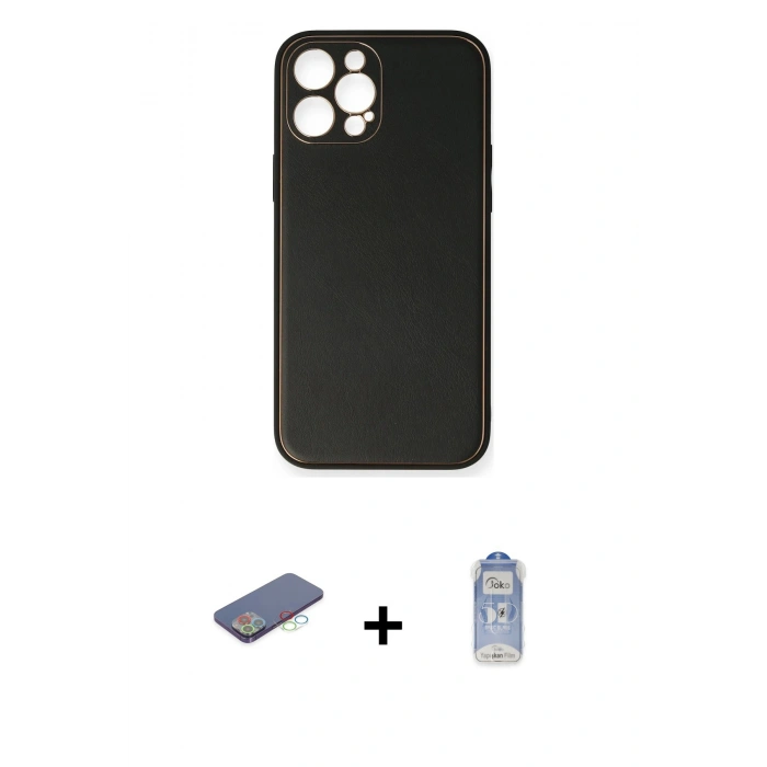 MARSİLYAN™- iPhone 12 Pro Max Kılıf Yadigar Klasik - Siyah Joko Magic 5D Cam + Renkli Kamera Lens Koruma Cam - MI