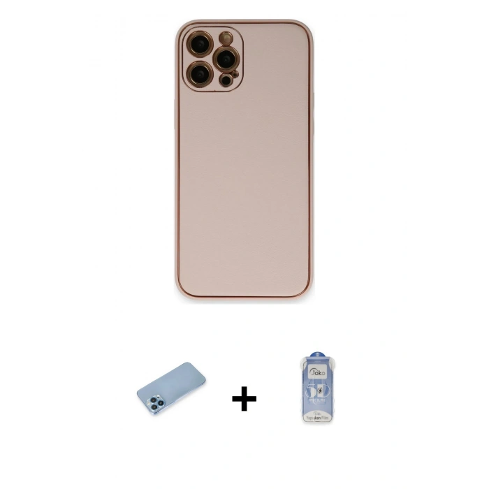 MARSİLYAN™- iPhone 12 Pro Max Kılıf Yadigar Klasik - Siyah Joko Magic 5D Cam + Mavi Shine Kamera Lens Koruma Cam