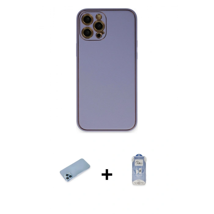 MARSİLYAN™- iPhone 12 Pro Max Kılıf Yadigar Klasik - Siyah Joko Magic 5D Cam + Mavi Shine Kamera Lens Koruma Cam