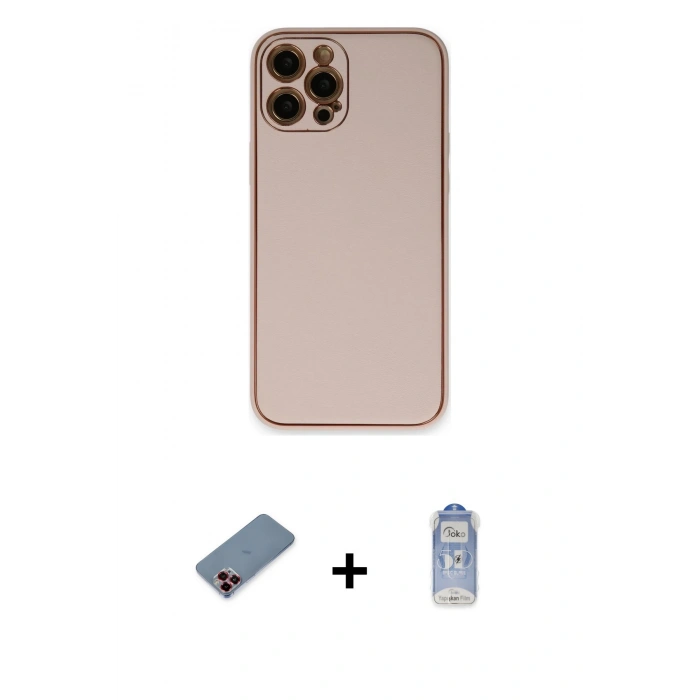 MARSİLYAN™- iPhone 12 Pro Max Kılıf Yadigar Klasik - Siyah Joko Magic 5D Cam + Metal Kamera Lens Koruma Cam - KI