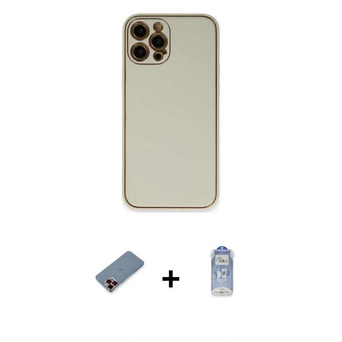 MARSİLYAN™- iPhone 12 Pro Max Kılıf Yadigar Klasik - Siyah Joko Magic 5D Cam + Metal Kamera Lens Koruma Cam - KI