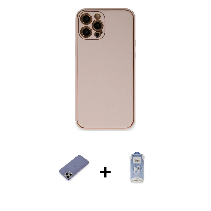 MARSİLYAN™- iPhone 12 Pro Max Kılıf Yadigar Klasik - Siyah Joko Magic 5D Cam + Metal Kamera Lens Koruma Cam - GD