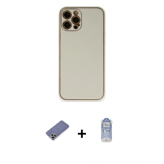 MARSİLYAN™- iPhone 12 Pro Max Kılıf Yadigar Klasik - Siyah Joko Magic 5D Cam + Metal Kamera Lens Koruma Cam - GD