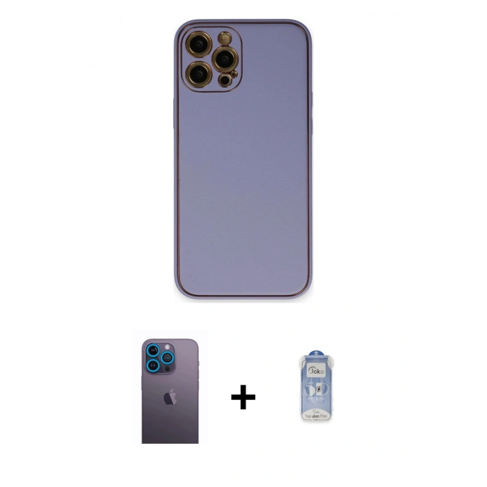 MARSİLYAN™- iPhone 12 Pro Max Kılıf Yadigar Klasik - Siyah Joko Magic 5D Cam + Neon Fosforlu Kamera Lens - MI
