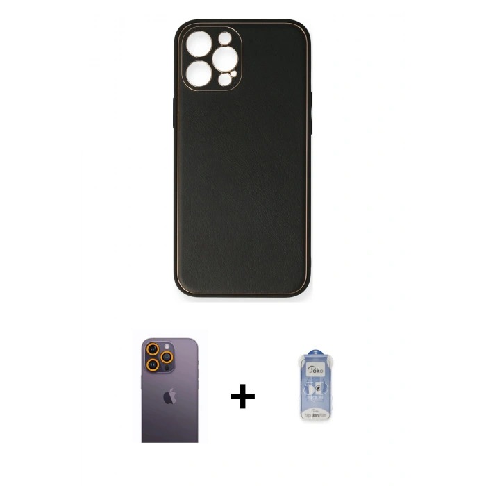 MARSİLYAN™- iPhone 12 Pro Max Kılıf Yadigar Klasik - Siyah Joko Magic 5D Cam + Neon Fosforlu Kamera Lens - SI
