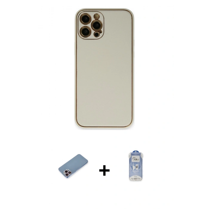 MARSİLYAN™- iPhone 12 Pro Max Kılıf Yadigar Klasik - Siyah Joko Magic 5D Cam + Shine Kamera Lens Koruma Cam - PE