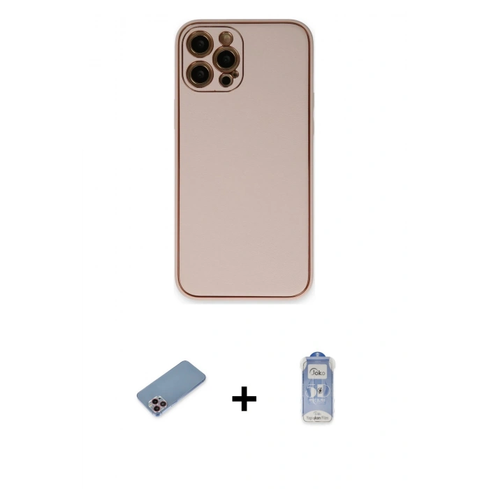 MARSİLYAN™- iPhone 12 Pro Max Kılıf Yadigar Klasik - Siyah Joko Magic 5D Cam + Shine Kamera Lens Koruma Cam - PE