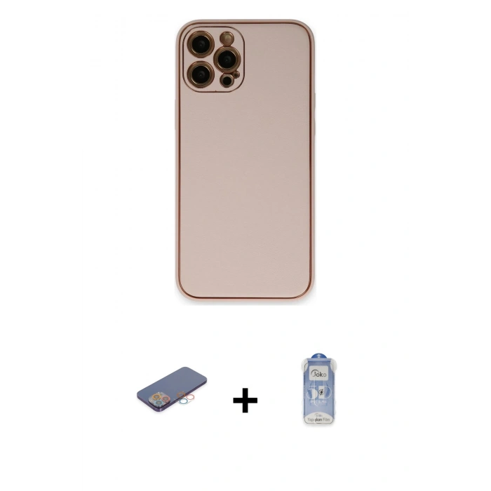 MARSİLYAN™- iPhone 12 Pro Max Kılıf Yadigar Klasik - Siyah Joko Magic 5D Cam + Renkli Kamera Lens Koruma Cam - PE