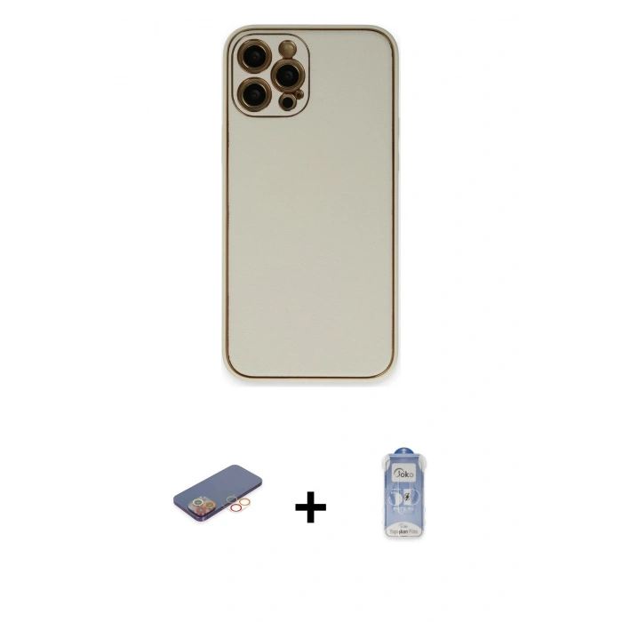 MARSİLYAN™- iPhone 12 Pro Max Kılıf Yadigar Klasik - Siyah Joko Magic 5D Cam + Renkli Kamera Lens Koruma Cam - TU