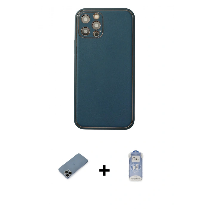 MARSİLYAN™- iPhone 12 Pro Max Kılıf Yadigar Klasik - Siyah Joko Magic 5D Cam + Shine Kamera Lens Koruma Cam - SH
