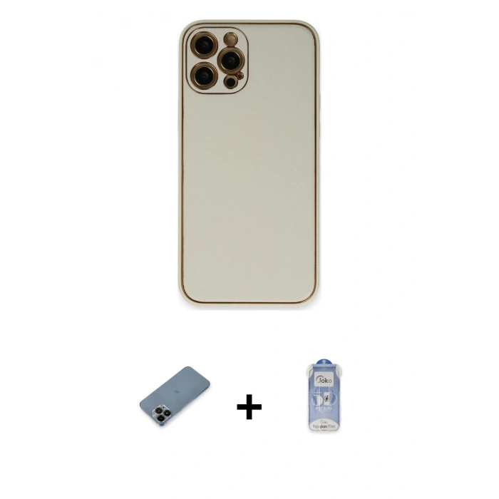 MARSİLYAN™- iPhone 12 Pro Max Kılıf Yadigar Klasik - Siyah Joko Magic 5D Cam + Shine Kamera Lens Koruma Cam - SH