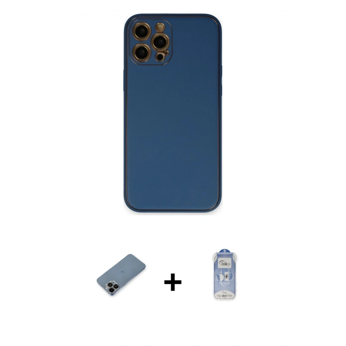 MARSİLYAN™- iPhone 12 Pro Max Kılıf Yadigar Klasik - Siyah Joko Magic 5D Cam + Shine Kamera Lens Koruma Cam - SH