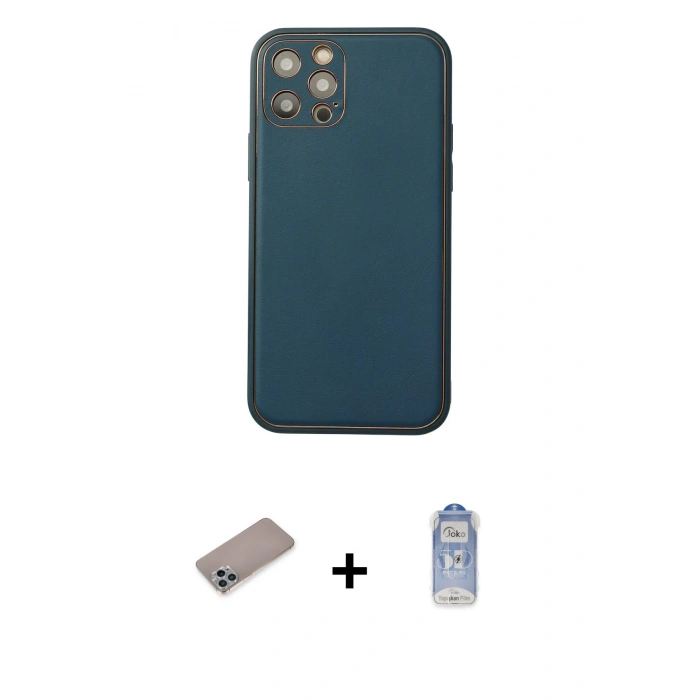 MARSİLYAN™- iPhone 12 Pro Max Kılıf Yadigar Klasik - Siyah Joko Magic 5D Cam + Shine Kamera Lens Koruma Cam - SABE