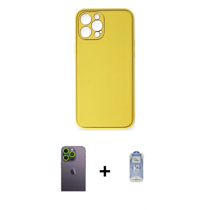 MARSİLYAN™- iPhone 12 Pro Max Kılıf Yadigar Klasik - Siyah Joko Magic 5D Cam + Neon Fosforlu Kamera Lens - YL