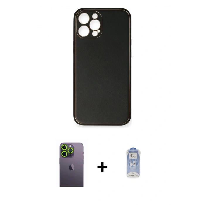 MARSİLYAN™- iPhone 12 Pro Max Kılıf Yadigar Klasik - Siyah Joko Magic 5D Cam + Neon Fosforlu Kamera Lens - YL