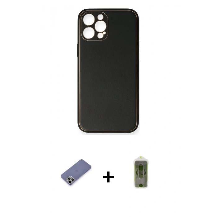 MARSİLYAN™- iPhone 12 Pro Max Kılıf Yadigar Klasik - Siyah Joko Magic 5D Hayalet Cam + Metal Kamera Lens Koruma Cam - GD