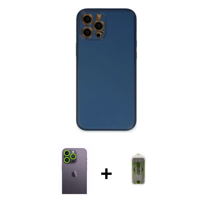 MARSİLYAN™- iPhone 12 Pro Max Kılıf Yadigar Klasik - Siyah Joko Magic 5D Hayalet Cam + Neon Fosforlu Kamera Lens - YL