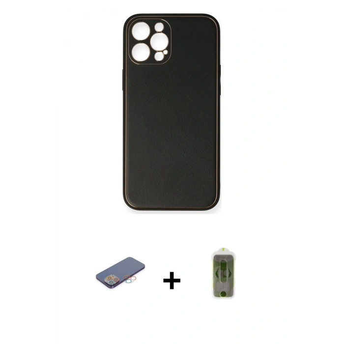 MARSİLYAN™- iPhone 12 Pro Max Kılıf Yadigar Klasik - Siyah Joko Magic 5D Hayalet Cam + Renkli Kamera Lens Koruma Cam - PE