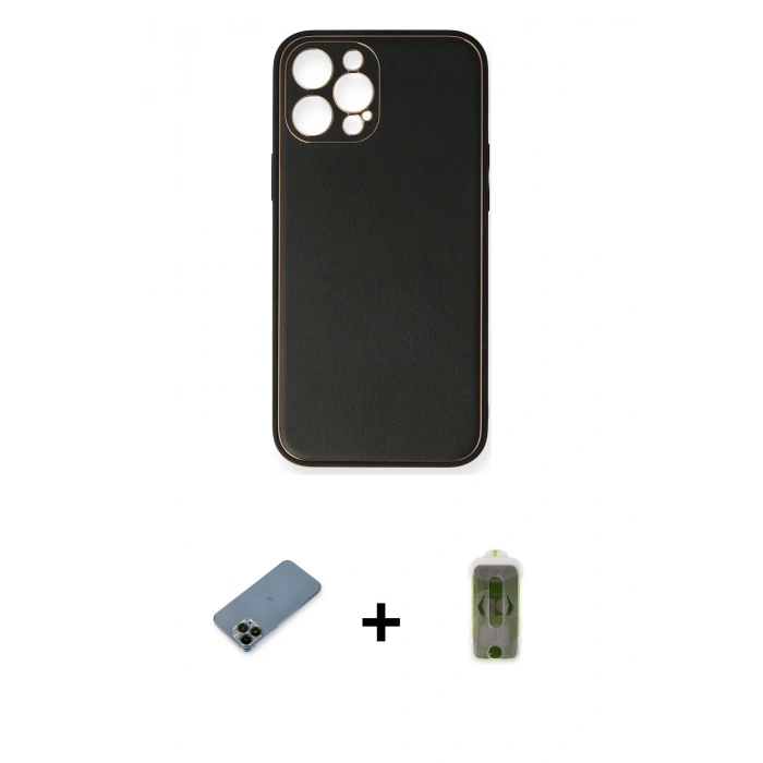 MARSİLYAN™- iPhone 12 Pro Max Kılıf Yadigar Klasik - Siyah Joko Magic 5D Hayalet Cam + Shine Kamera Lens Koruma Cam - SH