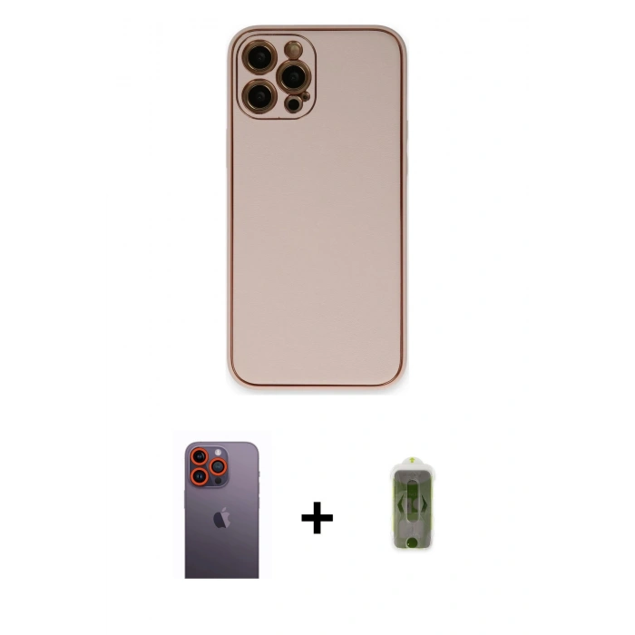 MARSİLYAN™- iPhone 12 Pro Max Kılıf Yadigar Klasik - Siyah Joko Magic 5D Hayalet Cam + Neon Fosforlu Kamera Lens - TU