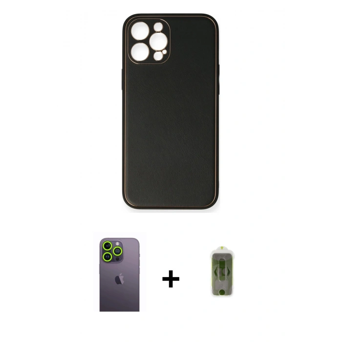 MARSİLYAN™- iPhone 12 Pro Max Kılıf Yadigar Klasik - Siyah Joko Magic 5D Hayalet Cam + Neon Fosforlu Kamera Lens - YL