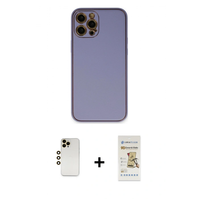 MARSİLYAN™- iPhone 12 Pro Max Kılıf Yadigar Klasik - Siyah Mat Seramik Nano Ekran Koruyucu + Shine Kamera Lens - GD