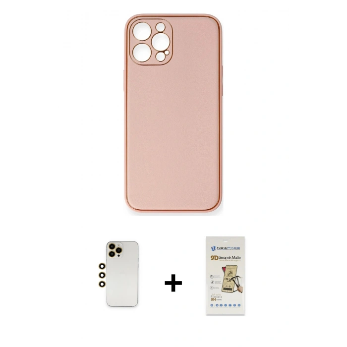 MARSİLYAN™- iPhone 12 Pro Max Kılıf Yadigar Klasik - Siyah Mat Seramik Nano Ekran Koruyucu + Shine Kamera Lens - GD