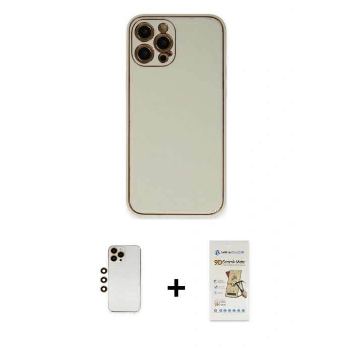 MARSİLYAN™- iPhone 12 Pro Max Kılıf Yadigar Klasik - Siyah Mat Seramik Nano Ekran Koruyucu + Shine Kamera Lens - GD