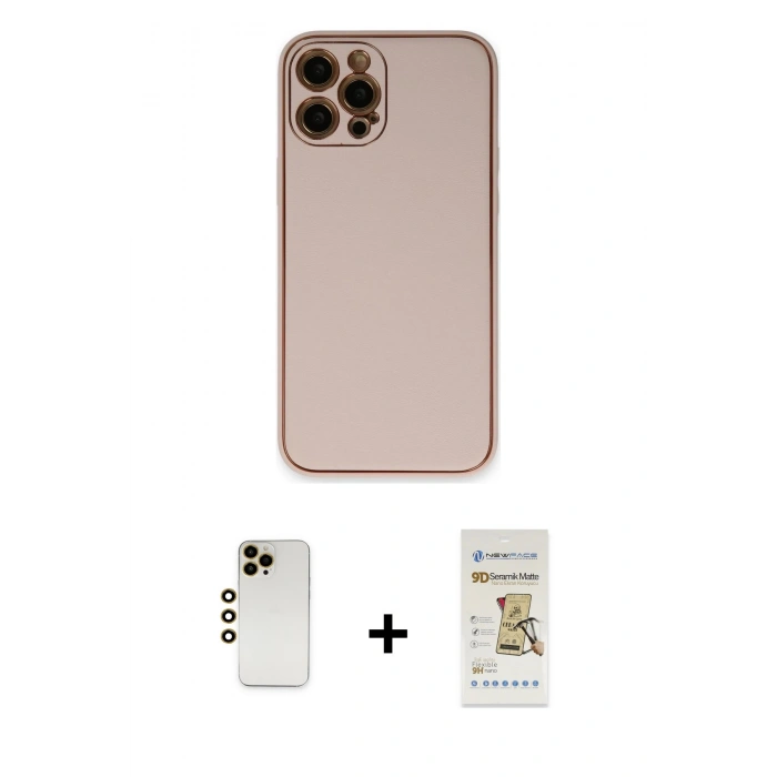 MARSİLYAN™- iPhone 12 Pro Max Kılıf Yadigar Klasik - Siyah Mat Seramik Nano Ekran Koruyucu + Shine Kamera Lens - GD