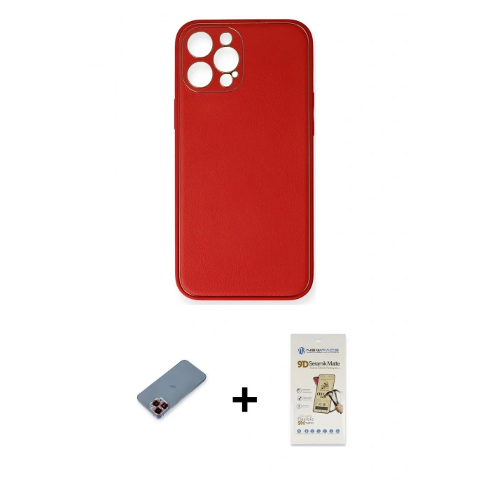 MARSİLYAN™- iPhone 12 Pro Max Kılıf Yadigar Klasik - Siyah Mat Seramik Nano Ekran Koruyucu + Metal Kamera Lens Koruma Cam - KI