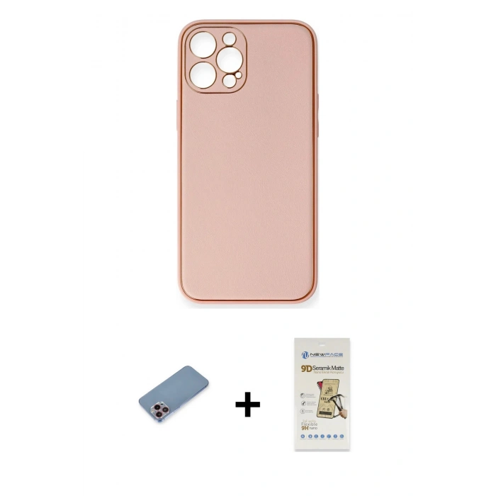 MARSİLYAN™- iPhone 12 Pro Max Kılıf Yadigar Klasik - Siyah Mat Seramik Nano Ekran Koruyucu + Shine Kamera Lens Koruma Cam - PE