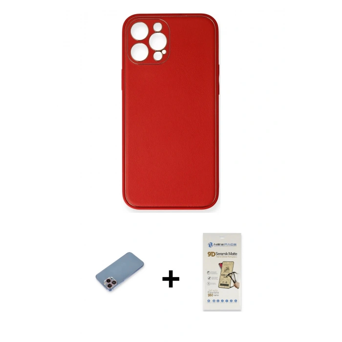 MARSİLYAN™- iPhone 12 Pro Max Kılıf Yadigar Klasik - Siyah Mat Seramik Nano Ekran Koruyucu + Shine Kamera Lens Koruma Cam - PE