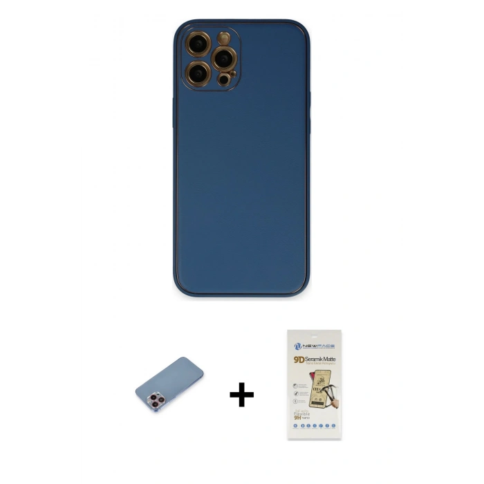 MARSİLYAN™- iPhone 12 Pro Max Kılıf Yadigar Klasik - Siyah Mat Seramik Nano Ekran Koruyucu + Shine Kamera Lens Koruma Cam - PE