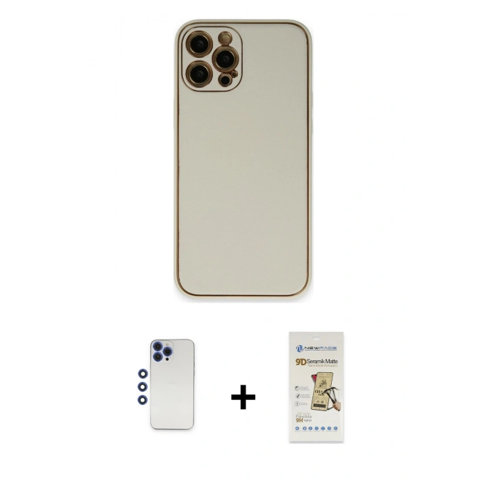 MARSİLYAN™- iPhone 12 Pro Max Kılıf Yadigar Klasik - Siyah Mat Seramik Nano Ekran Koruyucu + Shine Kamera Lens - LT
