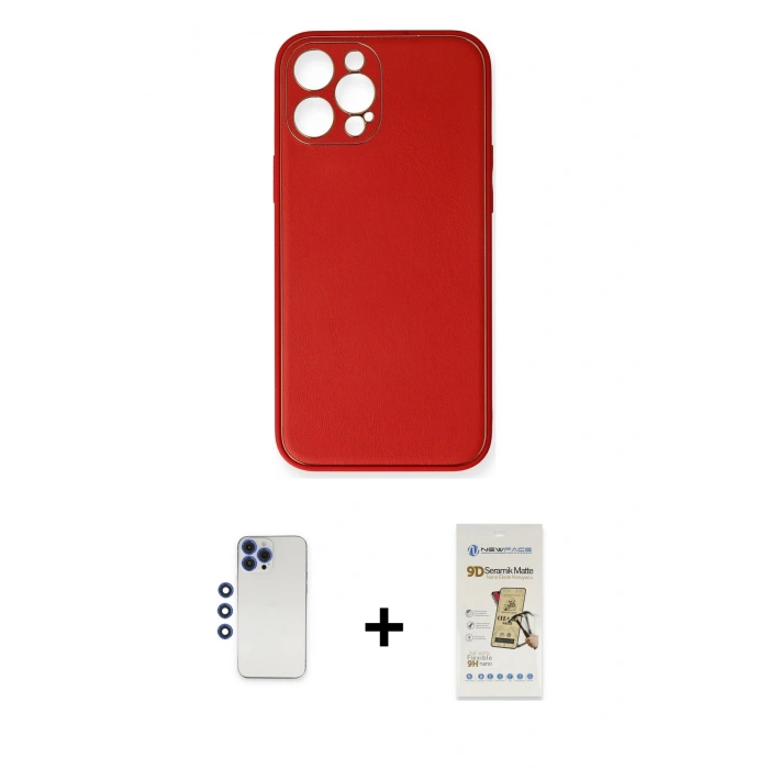 MARSİLYAN™- iPhone 12 Pro Max Kılıf Yadigar Klasik - Siyah Mat Seramik Nano Ekran Koruyucu + Shine Kamera Lens - LT