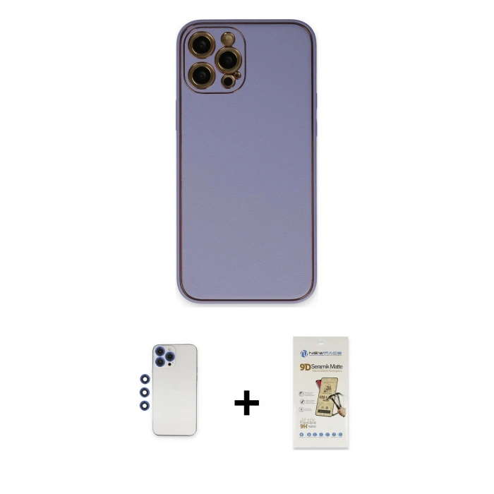 MARSİLYAN™- iPhone 12 Pro Max Kılıf Yadigar Klasik - Siyah Mat Seramik Nano Ekran Koruyucu + Shine Kamera Lens - LT