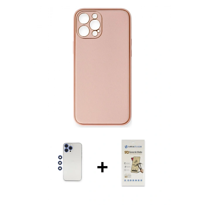 MARSİLYAN™- iPhone 12 Pro Max Kılıf Yadigar Klasik - Siyah Mat Seramik Nano Ekran Koruyucu + Shine Kamera Lens - LT