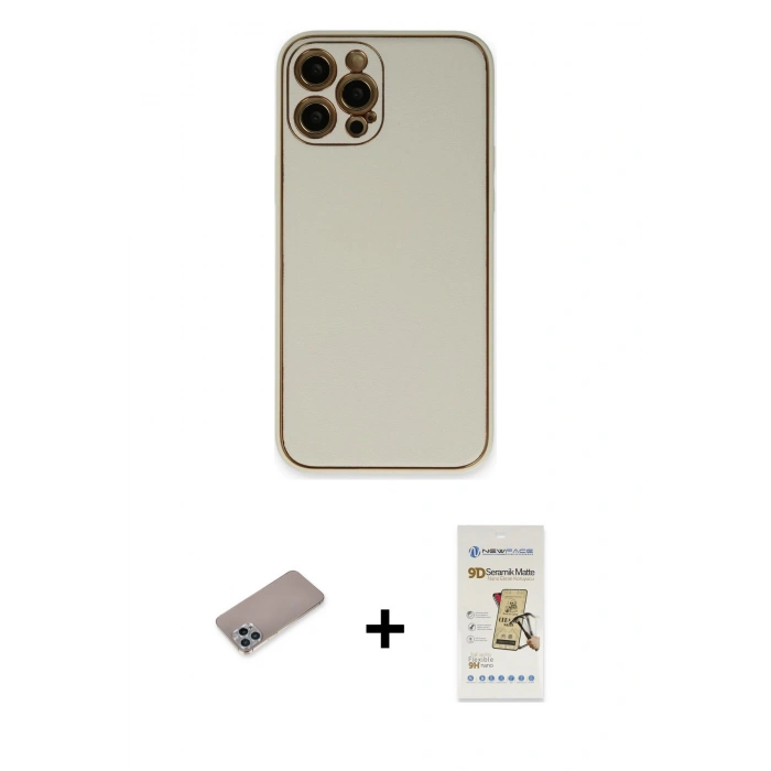 MARSİLYAN™- iPhone 12 Pro Max Kılıf Yadigar Klasik - Siyah Mat Seramik Nano Ekran Koruyucu + Shine Kamera Lens Koruma Cam - SABE