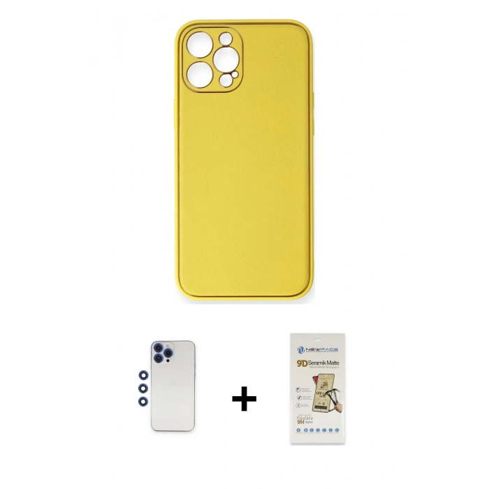 MARSİLYAN™- iPhone 12 Pro Max Kılıf Yadigar Klasik - Siyah Mat Seramik Nano Ekran Koruyucu + Shine Kamera Lens - LT