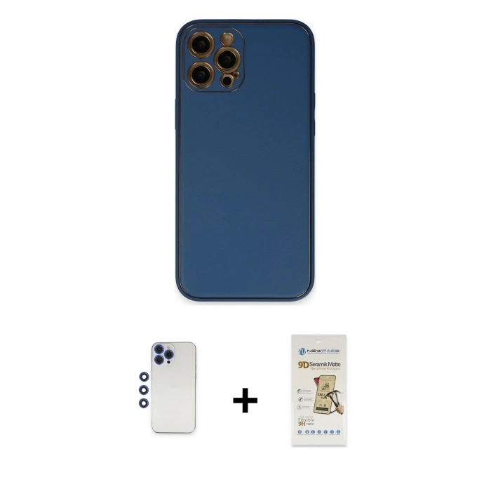 MARSİLYAN™- iPhone 12 Pro Max Kılıf Yadigar Klasik - Siyah Mat Seramik Nano Ekran Koruyucu + Shine Kamera Lens - LT