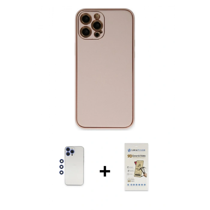 MARSİLYAN™- iPhone 12 Pro Max Kılıf Yadigar Klasik - Siyah Mat Seramik Nano Ekran Koruyucu + Shine Kamera Lens - LT