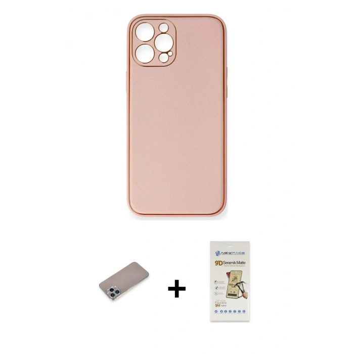 MARSİLYAN™- iPhone 12 Pro Max Kılıf Yadigar Klasik - Siyah Mat Seramik Nano Ekran Koruyucu + Shine Kamera Lens Koruma Cam - SABE