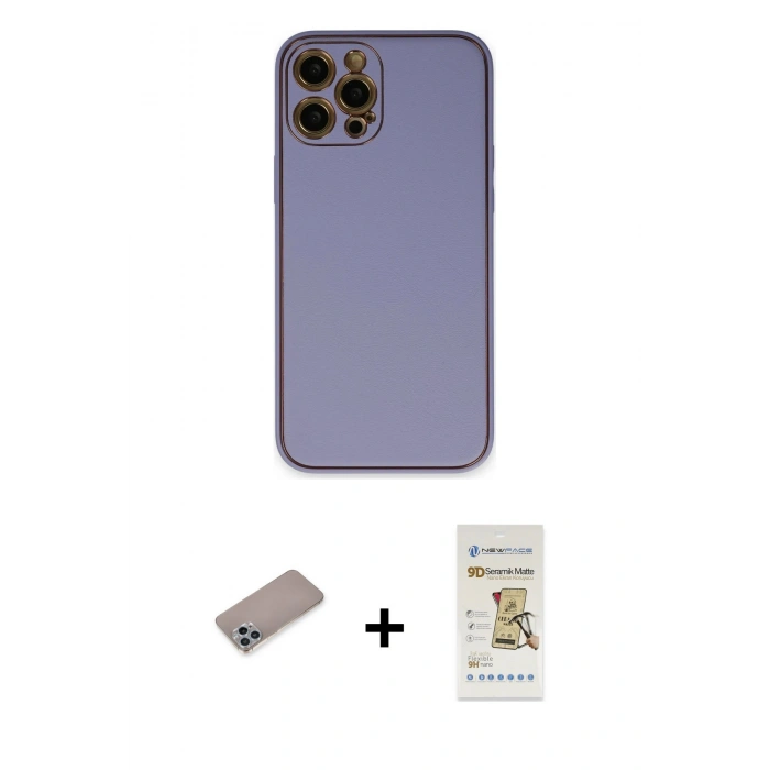 MARSİLYAN™- iPhone 12 Pro Max Kılıf Yadigar Klasik - Siyah Mat Seramik Nano Ekran Koruyucu + Shine Kamera Lens Koruma Cam - SABE