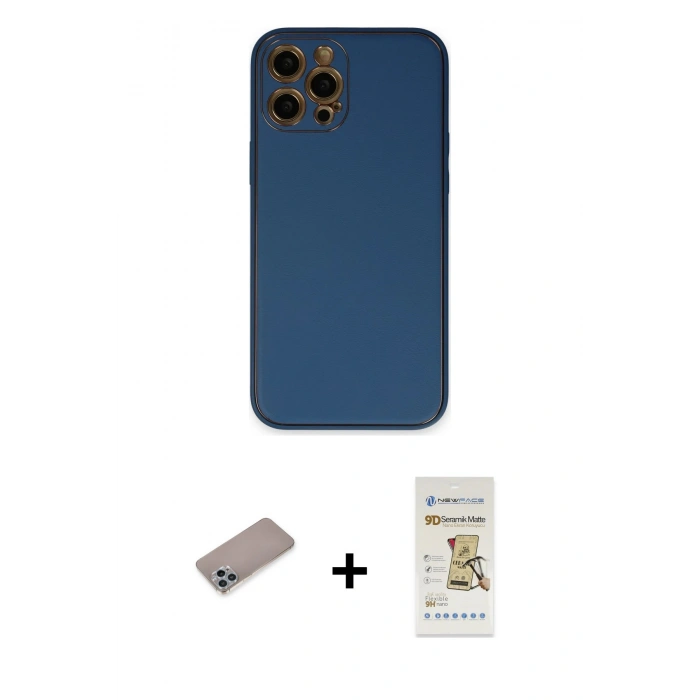MARSİLYAN™- iPhone 12 Pro Max Kılıf Yadigar Klasik - Siyah Mat Seramik Nano Ekran Koruyucu + Shine Kamera Lens Koruma Cam - SABE